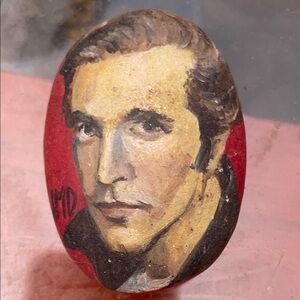 Hand-Painted Portrait Stone - Red and Brown